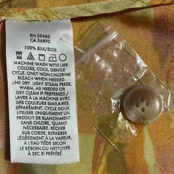 Pendleton Top S Multi Watercolor Silk Lightweight Button Down Chest Pockets NWOT - Picture 7 of 7